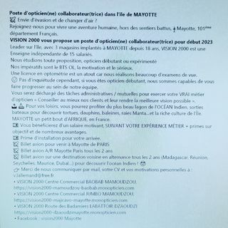 Recrutement OPTICIEN(NE) à MAYOTTE 🌴🌴 [instagram]